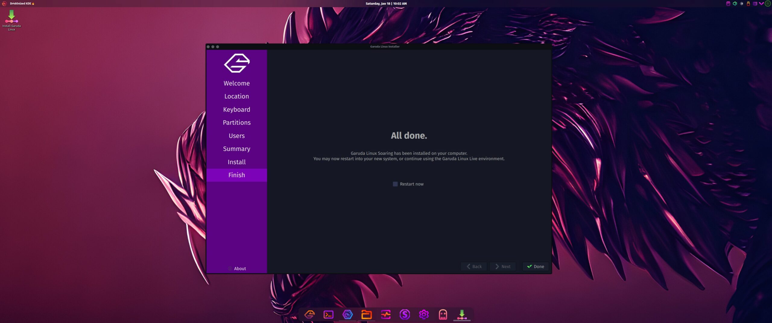Garuda Linux KDE Plasma - Installation Completed