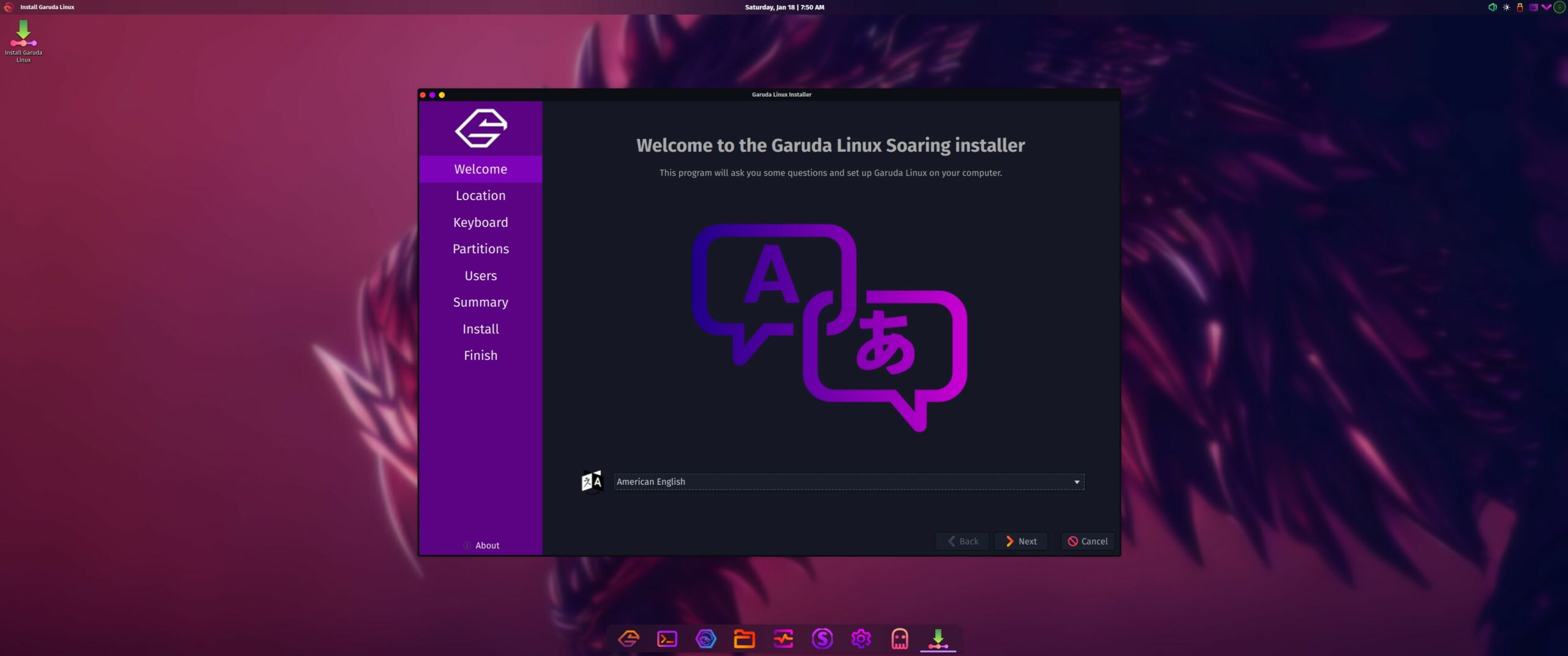 Garuda Linux KDE Plasma - Select Language