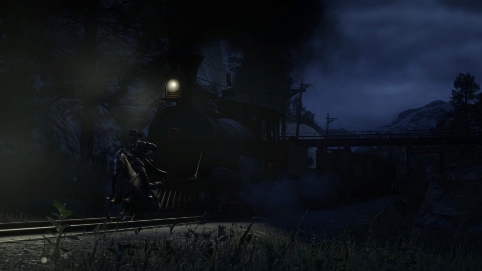 Red Dead Redemption 2 - Arthur Morgan in front of a train