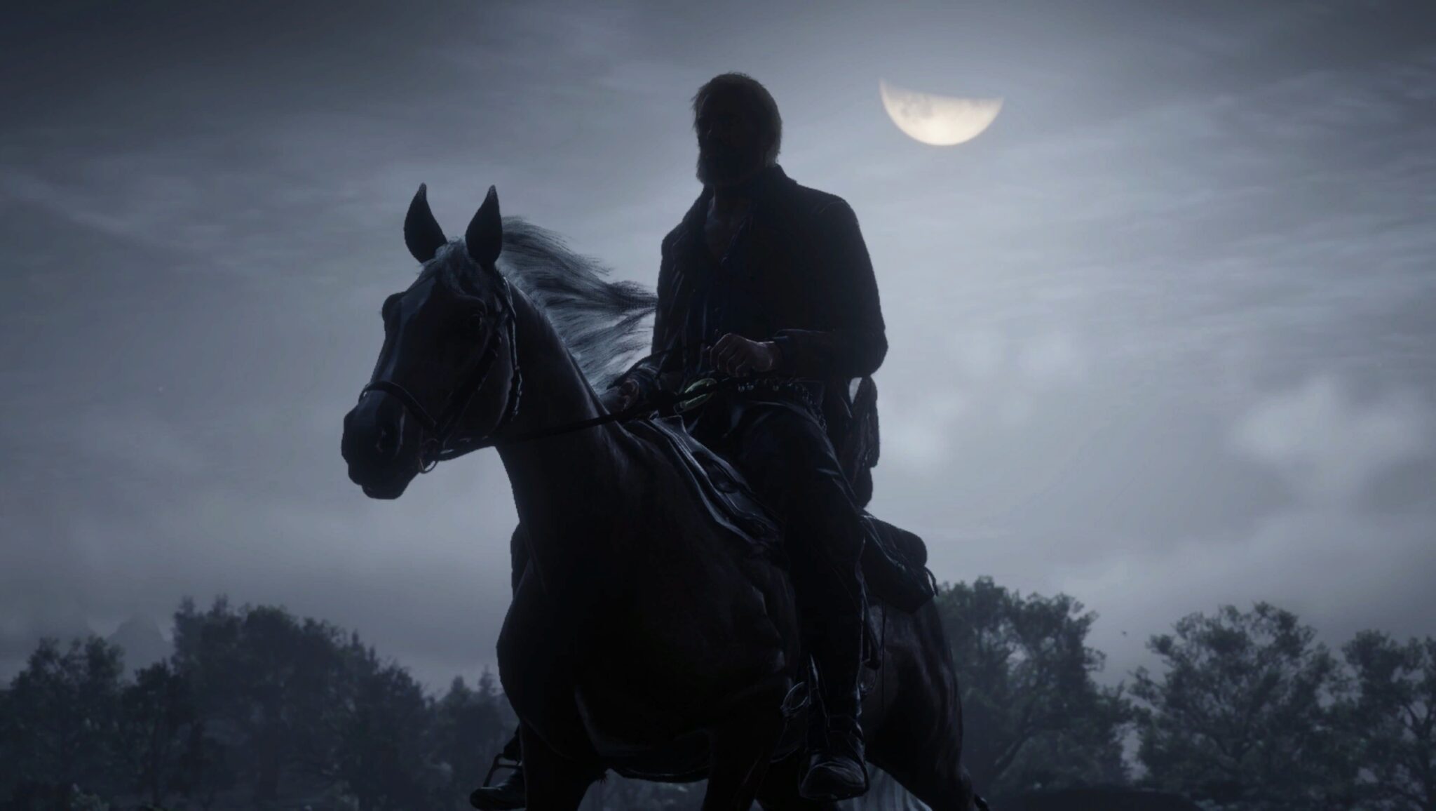 Red Dead Redemption 2 - Arthur Morgan under the moon