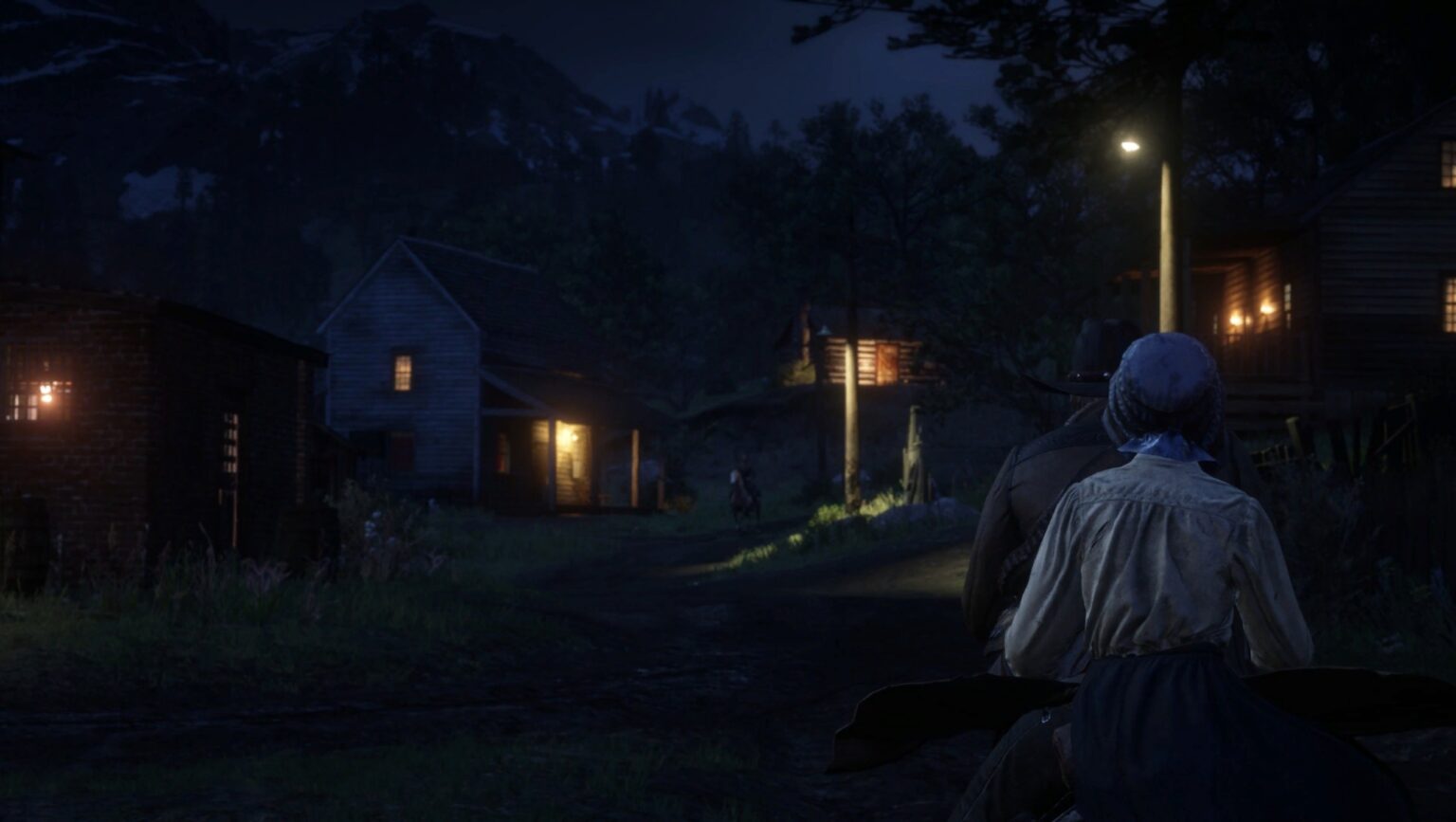 Red Dead Redemption 2 - Arthur with a lady in a side quest