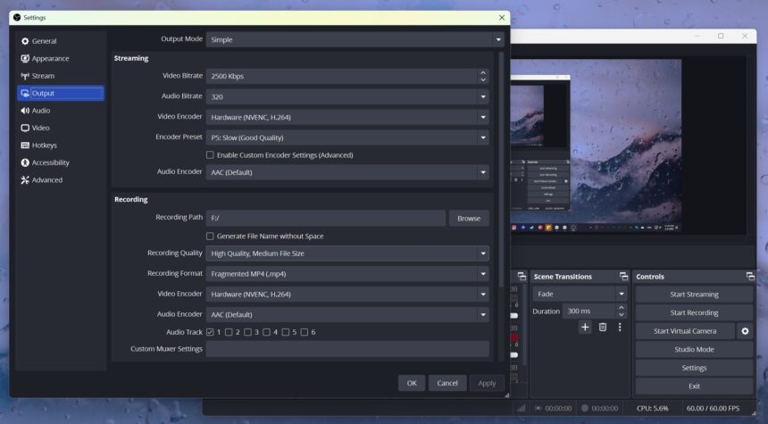 OBS Studio in Windows 11