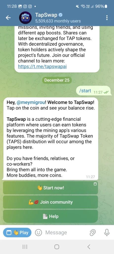 TapSwap: A tap-to-earn game integrated within Telegram 5 TapSwap on Telegram