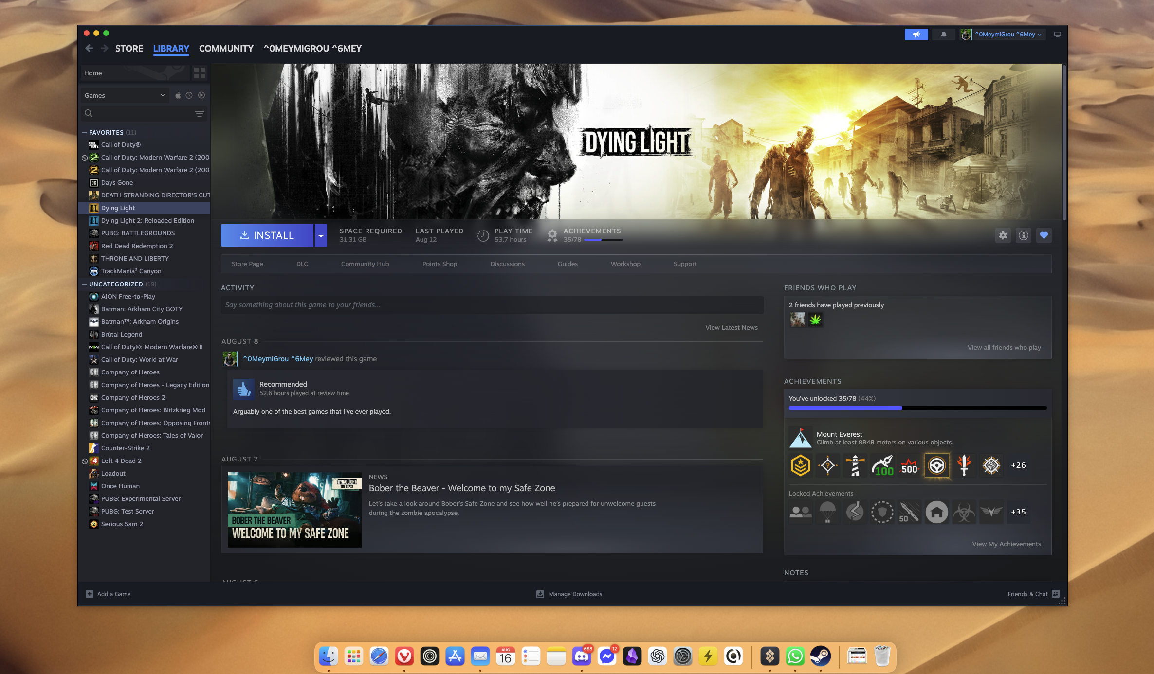 A Beginner's Guide to Gaming on macOS in 2025 4 Steam Running on macOS - Dying Light for macOS
